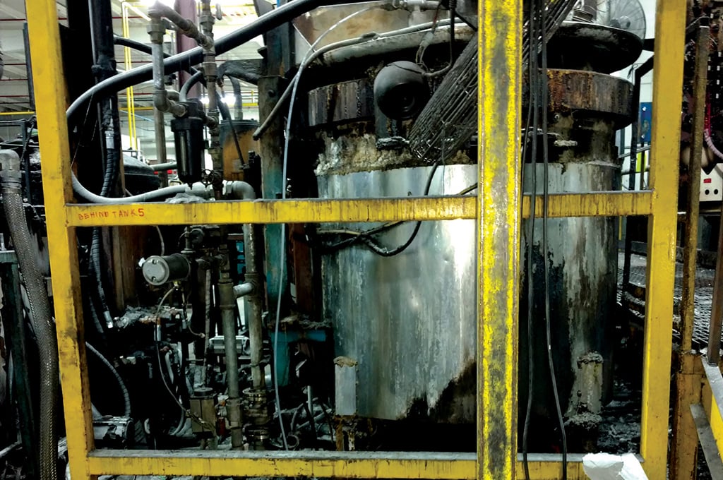  Fire Damage on Aluminum Casing Line 